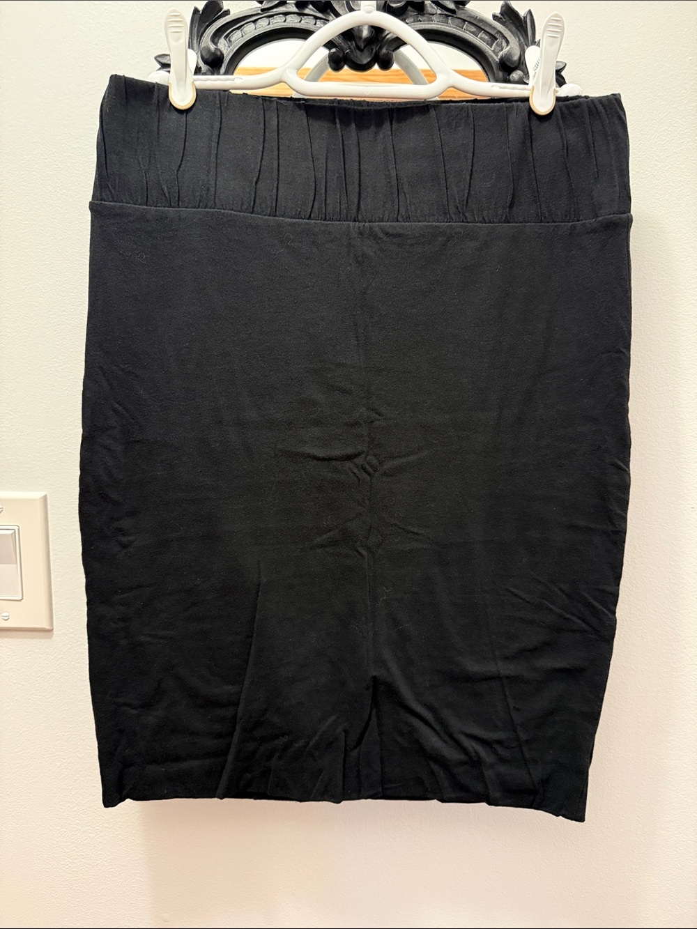 BCBGeneration Black Stretch Pencil Skirt with Textured Waistband